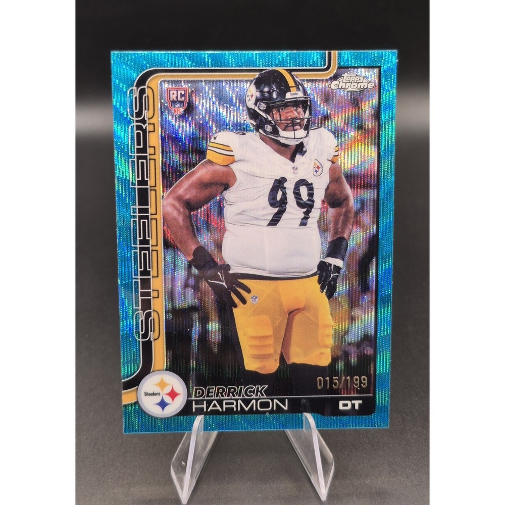 2025 Topps Chrome Derrick Harmon #361 Rookie Aqua Wave /199 Pittsburgh Steelers